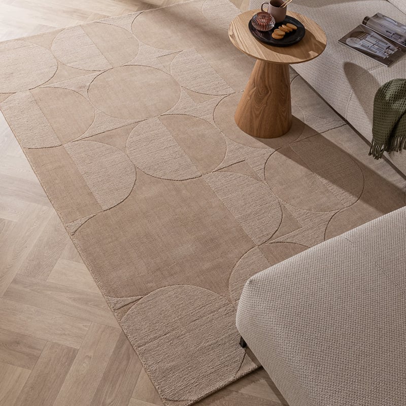 Wool Rug - Giselle Circles Beige
