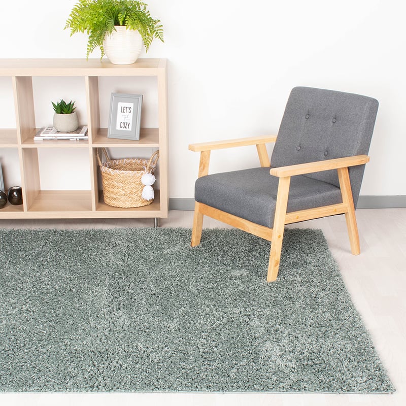 High Pile Rug - Solid Blue/Green