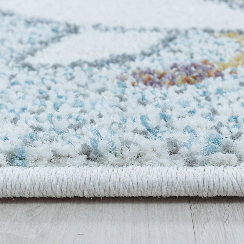 Round children's floor rug - Lucy Giraffe Blue