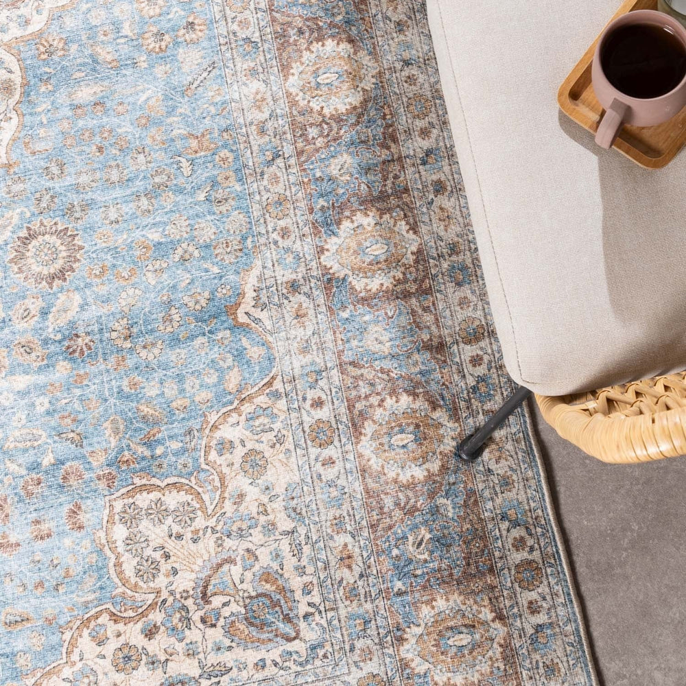 Indoor Outdoor Rug - Kairo Medallion Light Blue/Cream