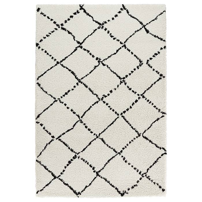 High-pile floor rug - Allure Stripe Cream/black