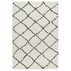 High-pile floor rug - Allure Stripe Cream/black