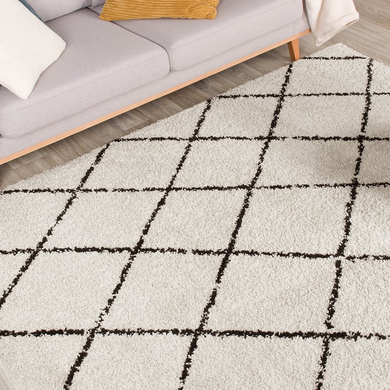 High Pile Rug - Grand Lines Cream/Black