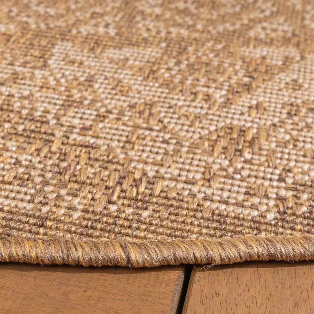 Round Jute Outdoor Rug - Mavi Medallion Brown/Cream