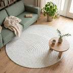 Round Scandinavian Rug - Charm Curves White