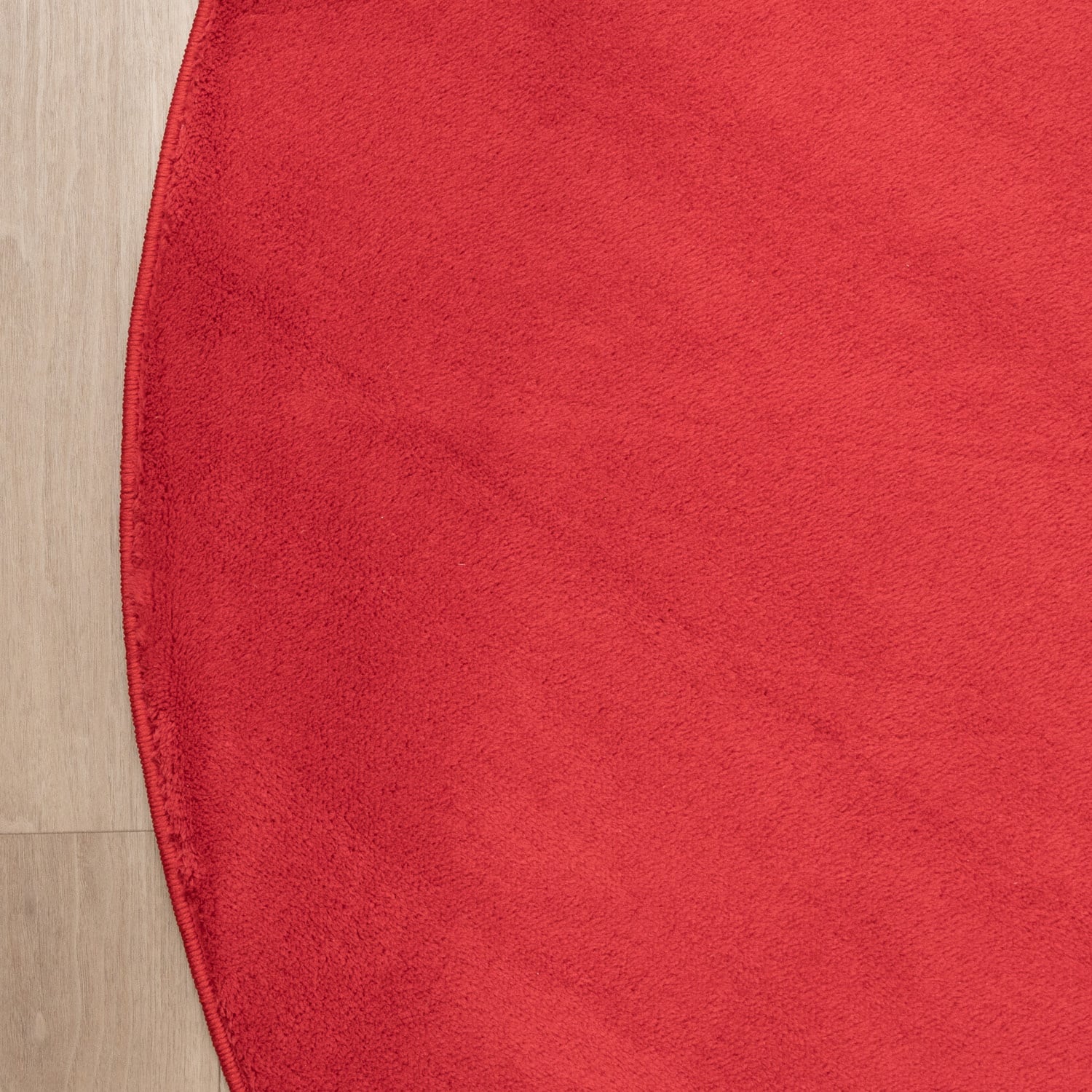 Round Washable Rug - Vivid Red