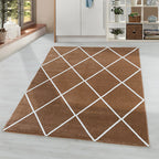 Low-pile floor rug - Smoothly Lines Brown/White