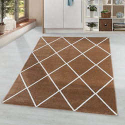 Low-pile floor rug - Smoothly Lines Brown/White