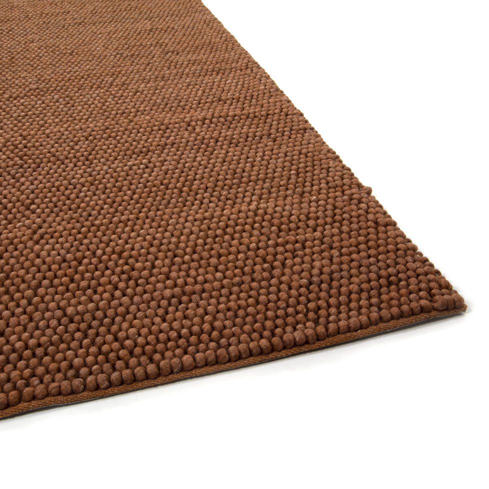 Wool floor rug - New Loop Ochre Yellow/Brown 631