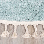 Round High Pile Rug - Lofty Fringe Light Blue