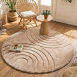 Round High Pile Rug - Carvy Arches Taupe