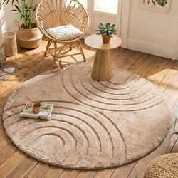 Round High Pile Rug - Carvy Arches Taupe