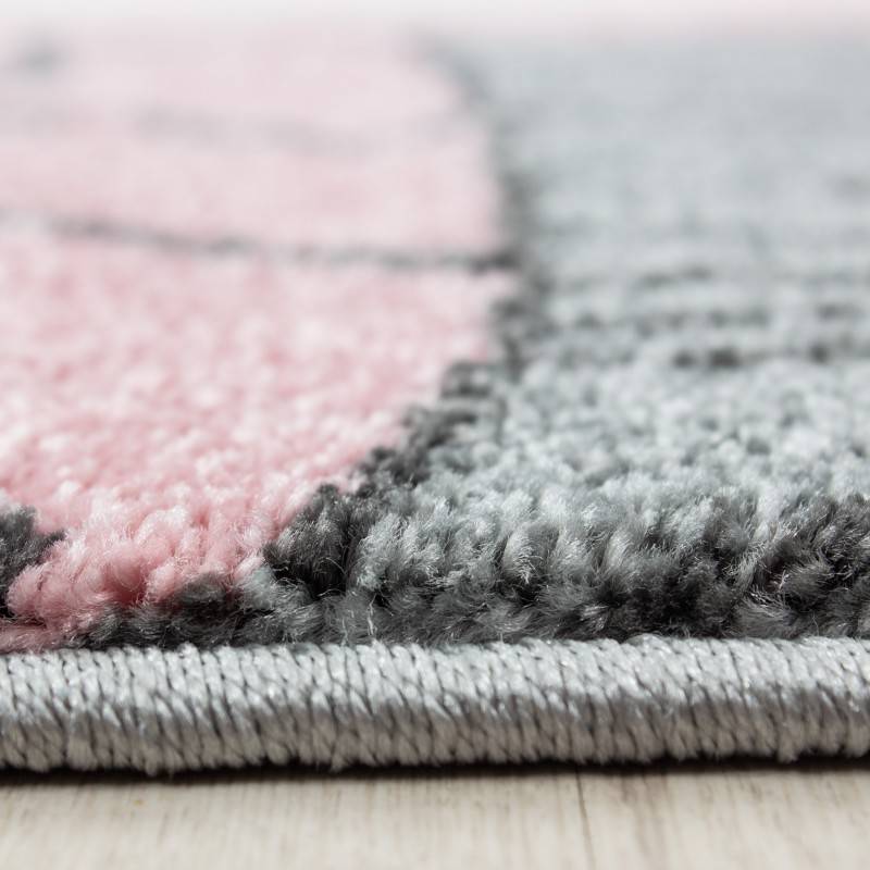 Round children's floor rug - Anna Teddy Pink