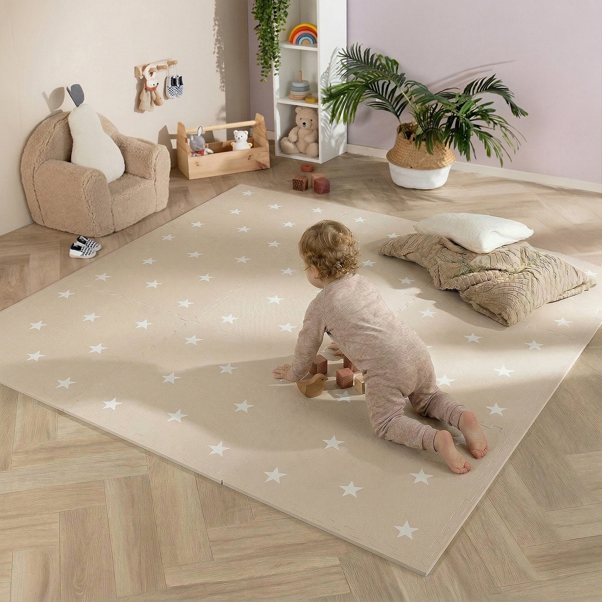 Foam puzzle mat - Alfie XL Stars Grey/Beige