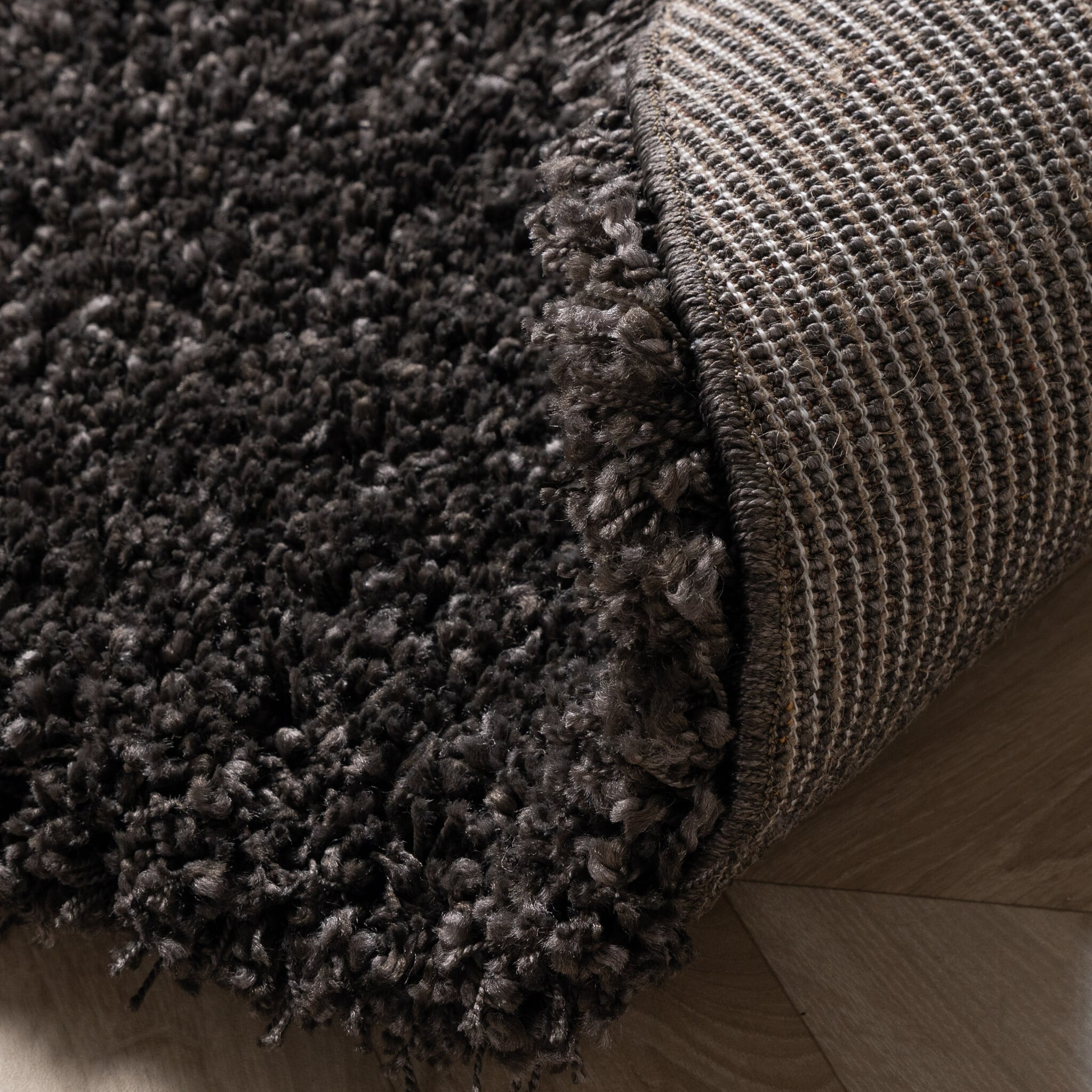 Round high-pile rug - Yves Anthracite