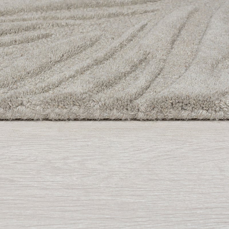 Round modern rug - Solacio Leaves Grey