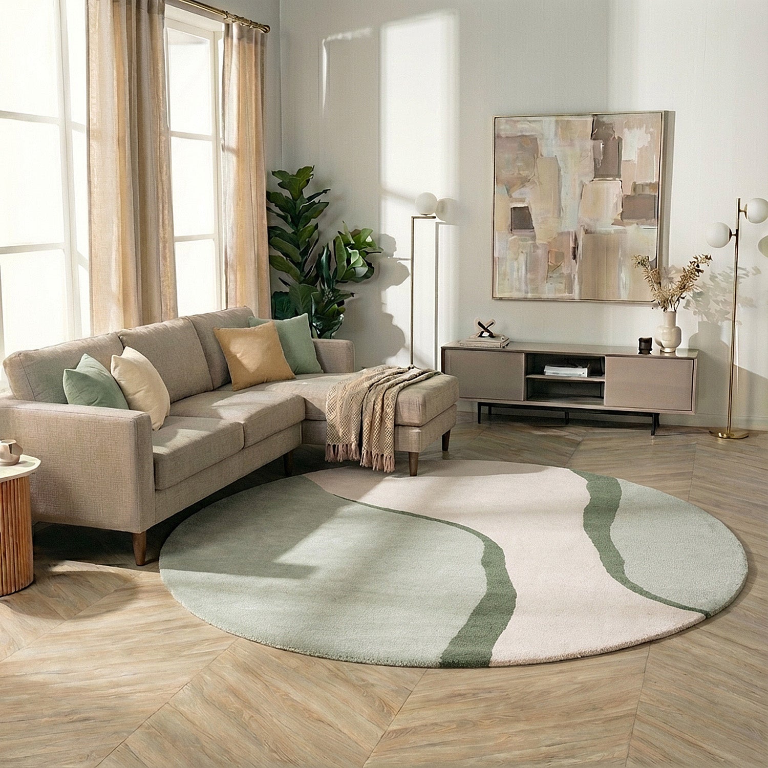 Round Wool Rug – Vienna Green