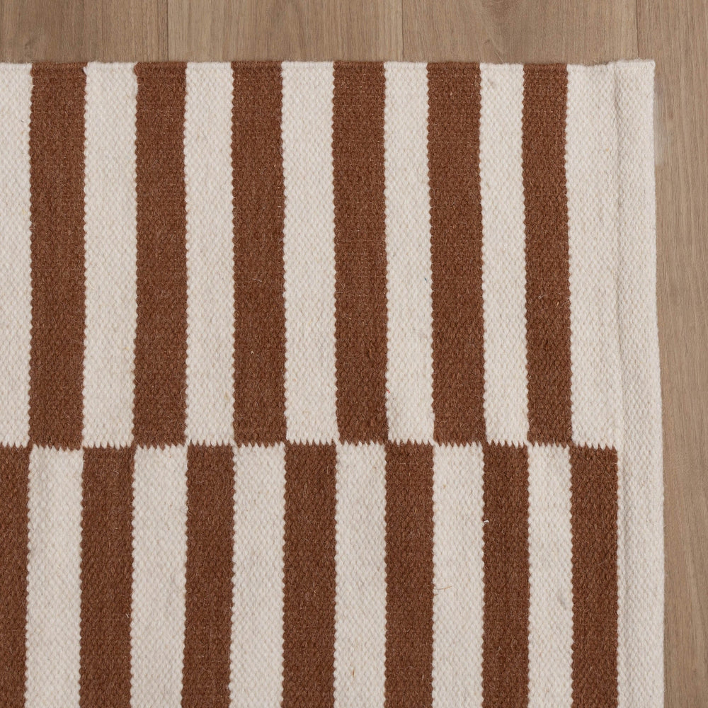 Striped Modern Rug - Dazzle Blocks Brown/White