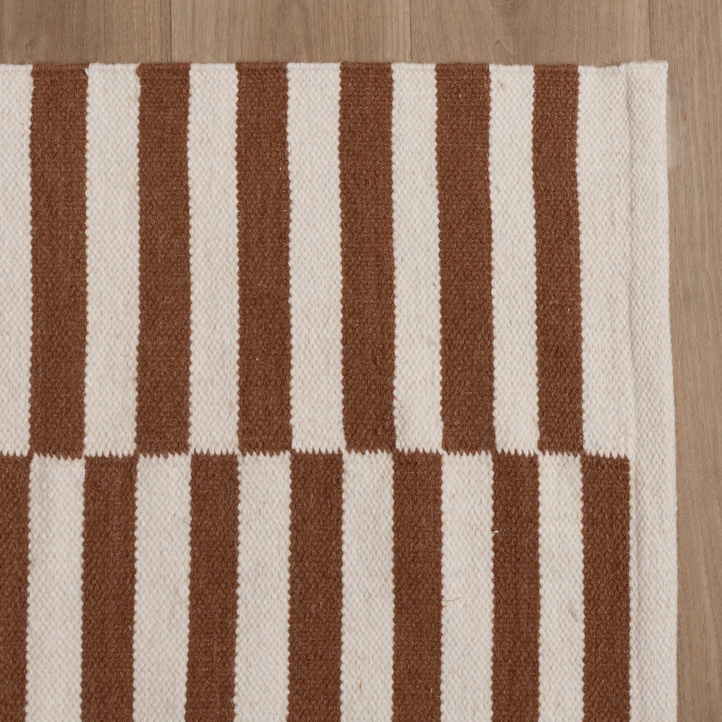 Striped Modern Rug - Dazzle Blocks Brown/White
