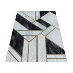 Modern floor rug - Marble Design Grey/Gold