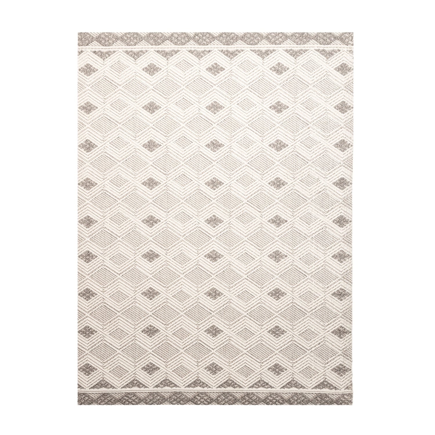Sustainable floor rug - Lorre Blocks White/Grey