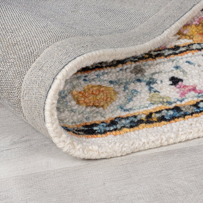 Wool floor rug - Wallo Dahlia Yellow/Multicolor