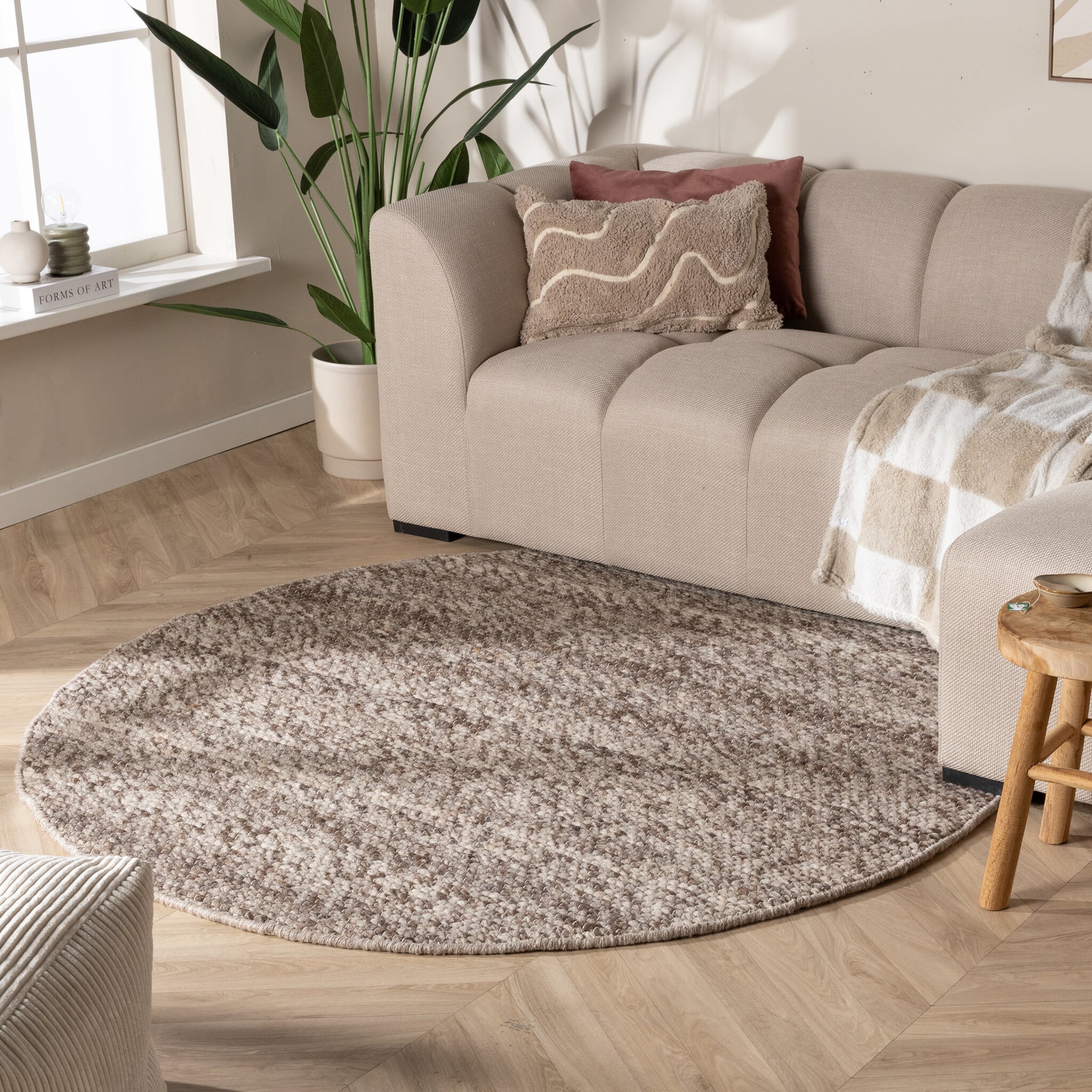 Round Wool Rug - Feline Brown/Blended