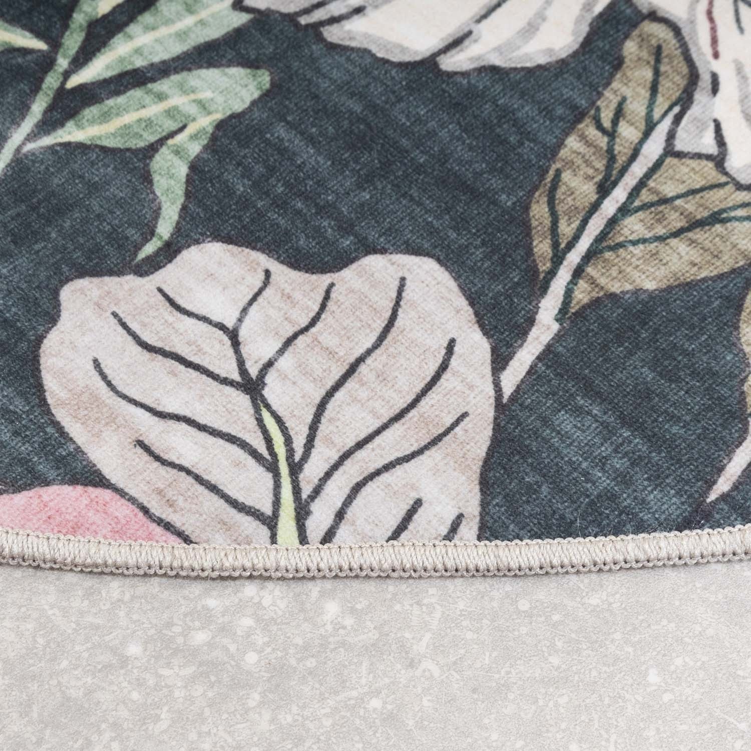 Round outdoor rug flowers - Poppy Green