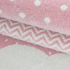 Round Children's Floor Rug - Bambi Clouds Pink