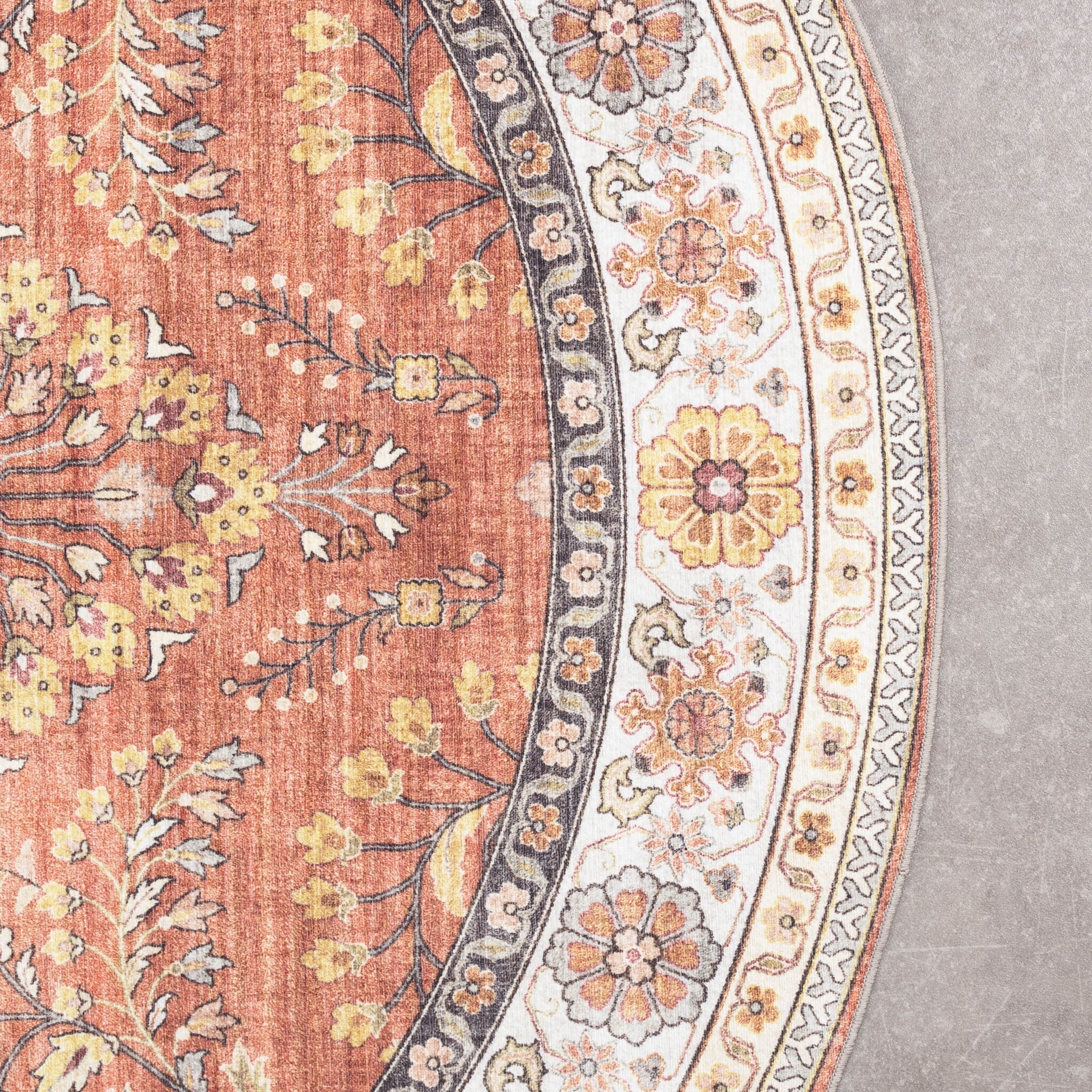 Round Vintage Outdoor Rug - Santo Flora Terra