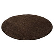 Round High-pile Floor Rug - Life Brown
