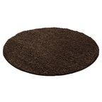 Round High-pile Floor Rug - Life Brown