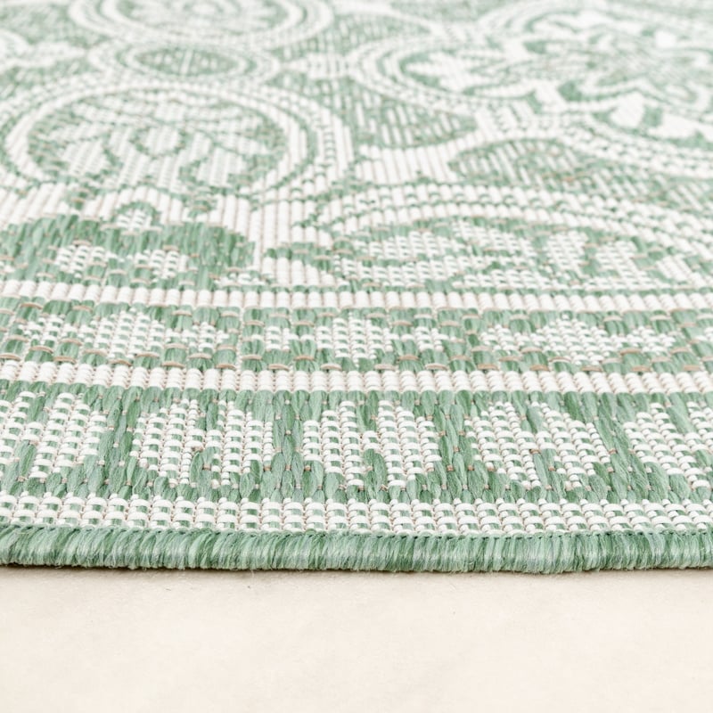 Round Outdoor Rug - Summer Oriental Green