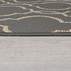 Round Outdoor Rug - Floreno Milan Anthracite/Beige
