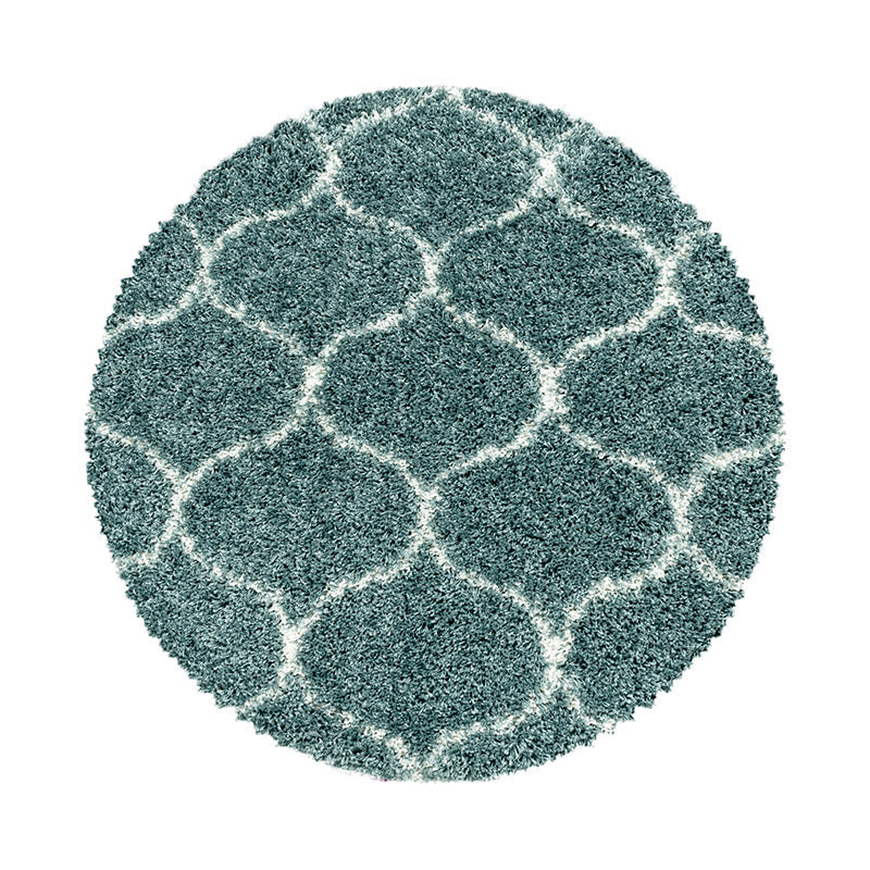 Round Berber Floor Rug - Agadir Circle Blue/Cream