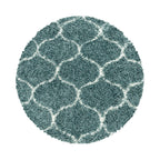 Round Berber Floor Rug - Agadir Circle Blue/Cream