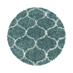 Round Berber Floor Rug - Agadir Circle Blue/Cream