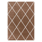 Low-pile floor rug - Smoothly Lines Brown/White