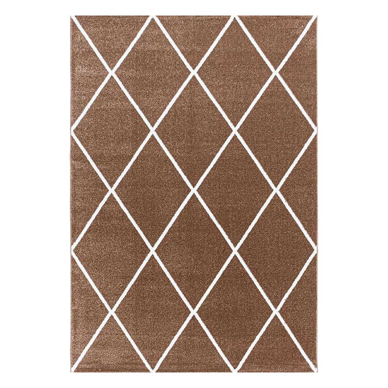 Low-pile floor rug - Smoothly Lines Brown/White