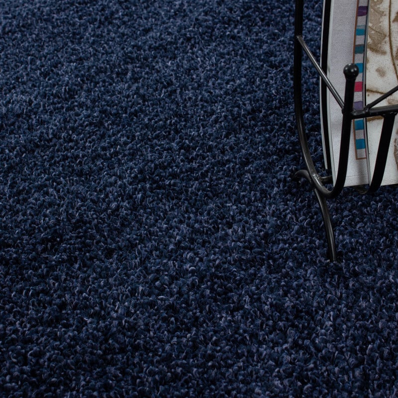 Round High Pile Floor Rug - Life Blue