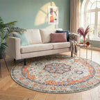 Round Vintage Rug - Imagine Medallion Green