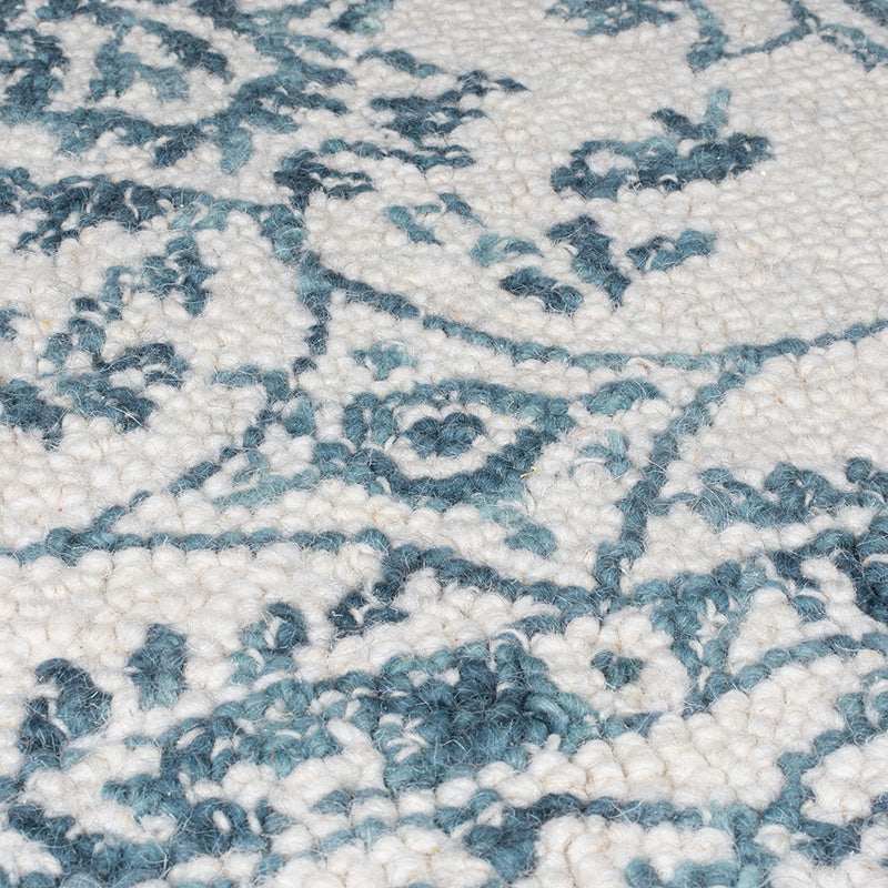 Wool Floor Rug - Wallo Yasmin Ivory/Blue