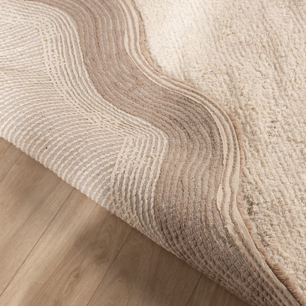 Round Washable Rug – Hazy Beige/Cream