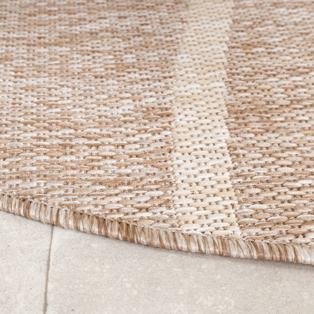 Round Indoor & Outdoor Rug - Sierra Curves Beige/Cream