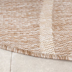 Round Indoor & Outdoor Rug - Sierra Curves Beige/Cream