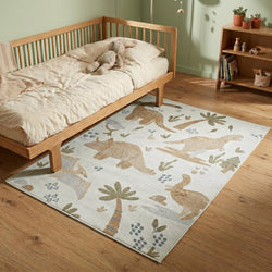 Washable Kids Rug - Mace Dino Cream