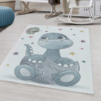 Children's Floor Rug - Pretty Dino Blue