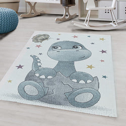Children's Floor Rug - Pretty Dino Blue
