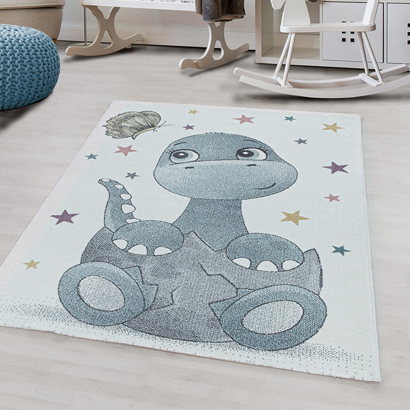 Children's Floor Rug - Pretty Dino Blue