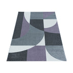 Retro Floor Rug - Stencil Forms Purple/Grey